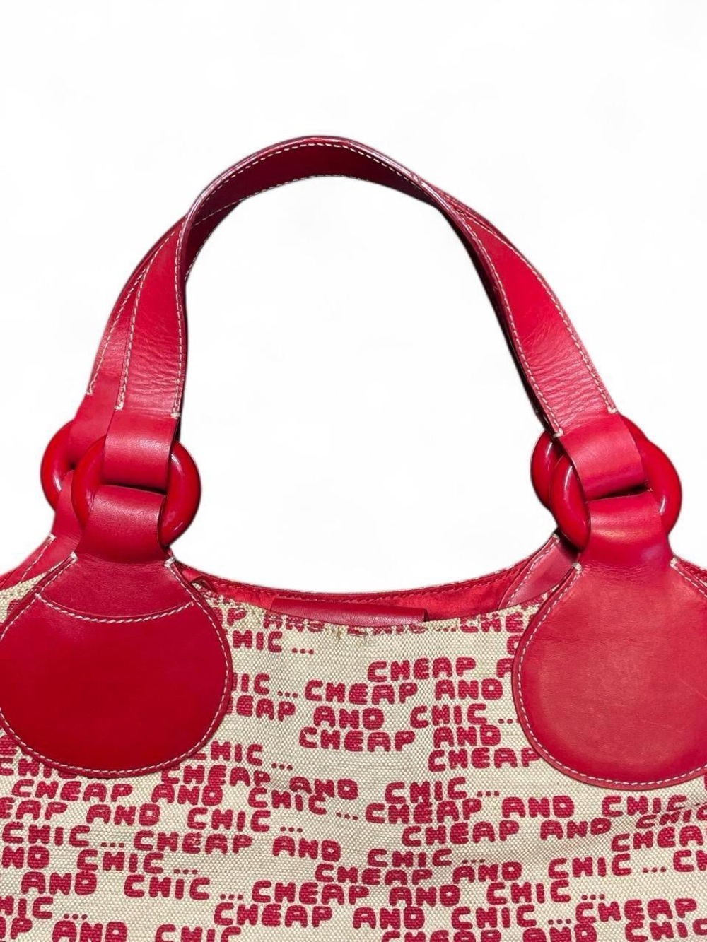 Moschino Cheap and Chic Red Canvas and Leather Tote Bag - Women - Picture 2 of 5